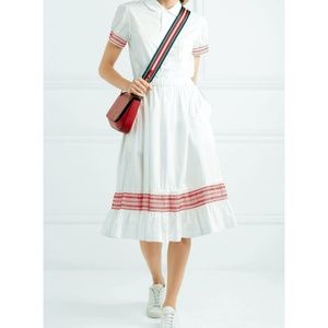 Womens Shirred cotton-poplin midi skirt White, Comme des Garçons Girl